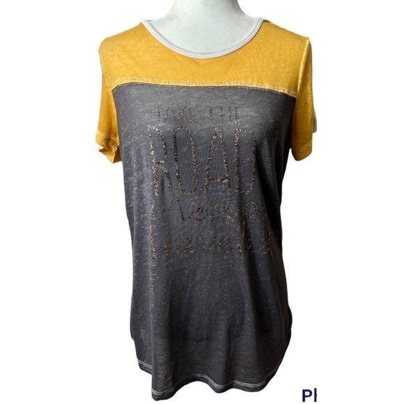 Maurices “Take the Road Less Traveled” Distressed Burnout Raglan Tee - Picture 1 of 6